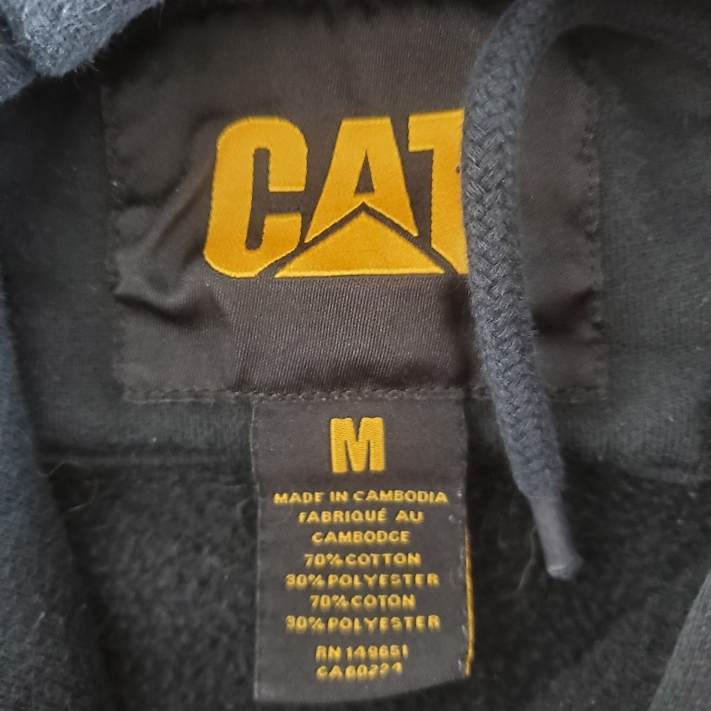 Caterpillar Hoodie Mens M Black Sweatshirt CAT Construction Worker Sweater Y2K - Picture 10 of 11